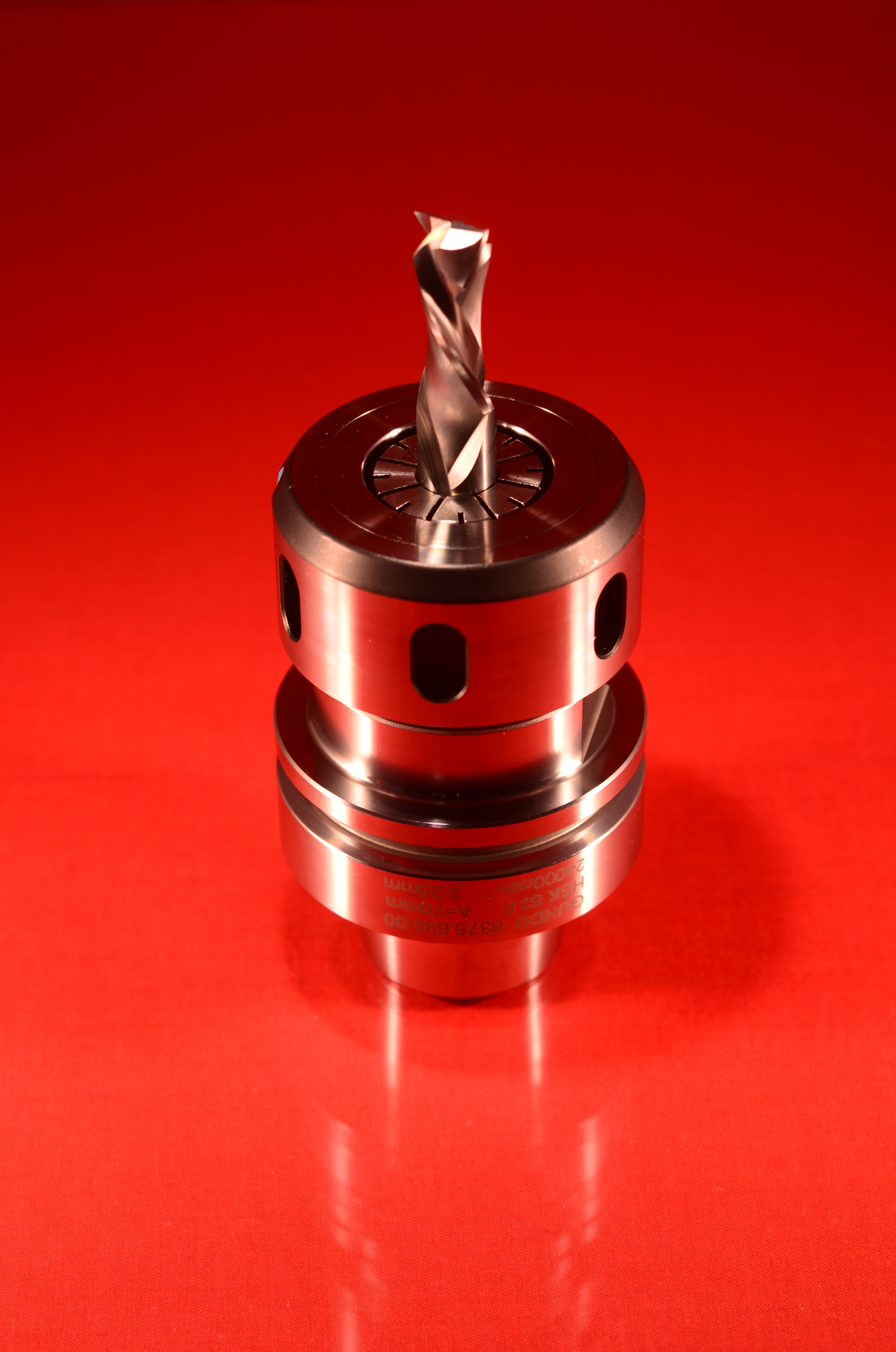 Solid Carbide Compression Router Bit in HSK 63 F Tool Holder