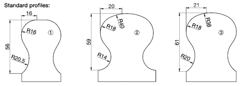 Standard Rail Sizes - Insert Cutter